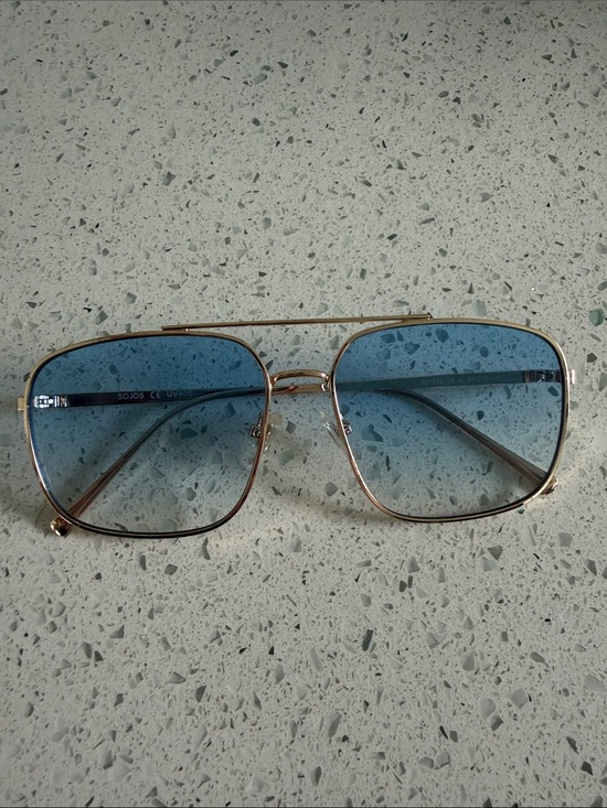 Accessories - Gold Frame Blue Lens Aviator Women’s Sunglasses UV400
